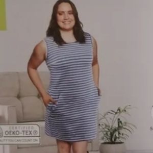 Serra Ladies Mini Dress Size M NEW Blue White Stripes Darts Pockets